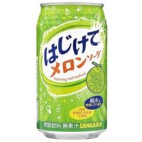 Combo 6 lon Nước soda Sangaria Hajikete 350gr 4 vị - Dưa lưới