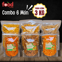 Combo 6 Món 3Kg Sack Ăn Vặt, Bim Bim Tăm Đậu Hà Lan, Snack Xương Chó, Nui Chiên Bơ, Đùi Gà Phô Mai