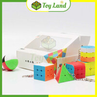 [Combo 6 Món] Móc Khóa Rubik 3x3 2x2 Penrose Cylinder Pyraminx Stickerless ZCube Rubic Đồ Chơi