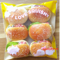 COMBO 6 squishy bánh mì humbergerr Bộ 6 cái bánh mì burger giả 10cm dùng cho trang trí