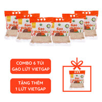 Combo 6 túi Gạo Lứt VietGAP 2kg tặng thêm 1 túi Lứt VietGAP 2kg - dẻo mềm, thơm ngon, đạt chuẩn VietGAP