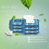 Combo 6 túi khăn giấy ướt xanh cao cấp SHUNXIN vải không dệt 80 tờ khăn giấy ướt cho bé an toàn cho da nhạy cảm