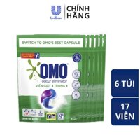 Combo 6 Túi Viên Giặt OMO 3in1 Tiện Lợi Công Nghệ Anh Quốc - Khử mùi (17 Viên/Túi)