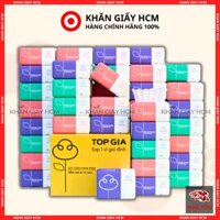 Combo 60 Gói - Giấy Ăn Top Gia 3 Màu, Giấy Ăn Gấu Trúc 300 Tờ 4 Lớp Cao Cấp - Hàng Chính Hãng