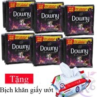 Combo 60 gói nước xả vải Downy Huyền bí Tặng 1 bịch khăn giấy ướt 80 tờ - gói 20ml x 10 gói / dây - nước xả quần áo mềm