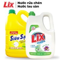 COMBO 67 gồm Nước lau sàn LIX hương nắng hạ 3.6 lít LH360 + Nước rửa chén LIX siêu sạch hương chanh 3.6kg NS360