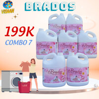 COMBO 7 can nước giặt cao cấp Brados hồng hương hoa nắng mai thơm ngát 1700ml X7.