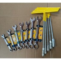 Combo 7 khóa cờ lê vòng miệng 8,10,12,13,14,17,19mm và 5 tuýp chữ T tay dạ 8,10,12,13,14