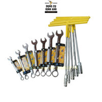 Combo 7 khoá cờ lê vòng miệng 8,10,12,13,14,17,19mm và 5 tuýp chữ T tay dạ 8,10,12,13,14mm xịn