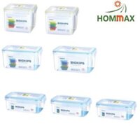 Combo 7 sản phẩm hộp Komax gồm  2 hộp vuông 3.1L (71523), 2 hộp CN 2.4L (71505), 3 hộp CN 0.9L (71503), nhựa PP, Korea