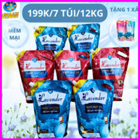 Combo 7 Túi Xà Bông Giặt Xả Quần Áo Lavender 1700ML – Sạch Sâu, Lưu Hương Suốt 48h