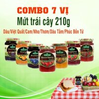 Combo 7 Vị Mứt Trái Cây Golden Farm Hũ 210g (Dâu/Cam/Việt Quất/Nho/Thơm/Phúc Bồn Tử/Dâu Tằm) - Dùng ăn kèm kem, bánh mì