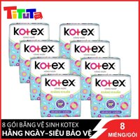Combo 8 Băng Vệ Sinh Kháng Khuẩn Hàng Ngày Kotex Siêu Bảo Vệ 8 miếng