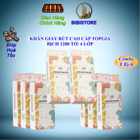 (Combo 8 Bịch_Tặng Móc) Khăn Giấy Rút TOPGIA Đa Sắc Bịch 1280 Tờ 4 Lớp (BIBISTORE TB)
