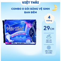 COMBO 8 gói băng vệ sinh ban đêm 29cm Việt Thái hộp 4 miếng
