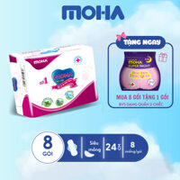 Combo 8 gói băng vệ sinh có cánh MOHA cao cấp hộp 8 miếng hương bạc hà
