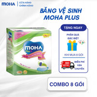 Combo 8 gói băng vệ sinh không cánh MOHA plus gói 8 miếng.