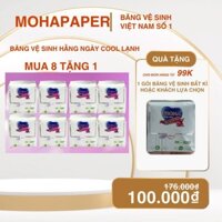 Combo 8 gói băng vệ sinh Moha ban ngày không lạnh, có cánh, tặng 1 gói