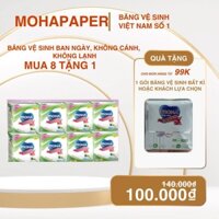 Combo 8 gói băng vệ sinh Moha ban ngày không lạnh, không cánh tặng 1 gói