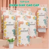 Combo 8 Gói - Khăn Giấy Cao Cấp Top Gia Đa Sắc, Giấy Vệ Sinh, Giấy Rút Treo Tường 4 Lớp - Hàng Chính Hãng