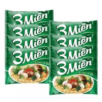 Combo 8 gói Mì chay lá đa 3 Miền gói 65g x 8