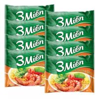 Combo 8 gói mì tôm chua cay 3 Miền gói 65g x 8