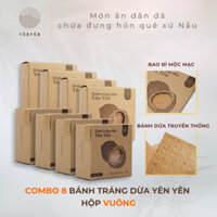 COMBO 8 HỘP VUÔNG - Bánh Tráng Dừa Yên Yên - đặc sản Phú Yên - Thơm Ngon Siêu Tiện Lợi