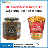 Combo 8 Ly Mì Nissin Cup Noodles + 4 Hũ Mật Ong Hoa Tràm Honey An 500gr