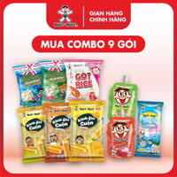 Combo 9 Gói Bánh Gạo Cuộn, Snack Gạo, Thạch Rau Câu Uống Và Nước Giải Khát Want Want Nhiều Hương Vị