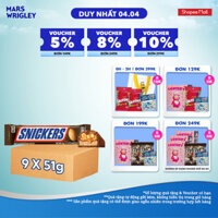 Combo 9 thanh kẹo Sô Cô la Snickers thanh 51g