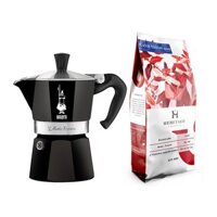 Combo Ấm pha cà phê Bialetti Moka Express Đen 3 Cup & 500g cà phê bột Heritage H3678