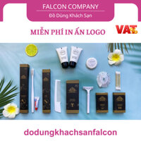 Combo amenities trắng sứ, 100 bộ đóng hộp giấy kraft đen trắng có sẵn chuyên dụng cho nhà nghỉ, khách sạn, resort,...