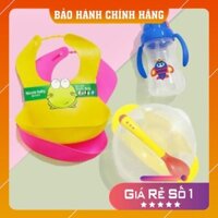 Combo ăn dặm: 1 Yếm máng Nhựa; 1 Bát chống đổ kèm thìa báo nóng; 1 Cốc tập uống Upass 150ml cho bé