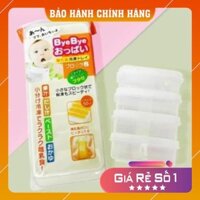 Combo ăn dặm Nhật: 1 Khay trữ đông 8 ngăn KOKUBO ; Set 4 Hộp vuông (R) trữ thức ăn NAKAYA