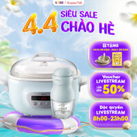 Combo Ăn Dặm Nồi Nấu Chậm 2,5L Bear SUBE003 Và Máy Xay 0,3L B03V8 Cối Thủy Tinh 8 Lưỡi Xay Đồ Cứng