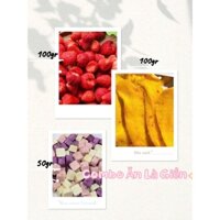[COMBO Ăn Là Ghiền] Gồm 100gr Dâu Tây Sấy Giòn, 100gr Xoài Sấy Dẻo Muối Ớt, 50gr SC Sấy  Snack Food