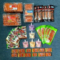 Combo ăn vặt 3 món bánh Pò kèm 5 hổ kaka, 5 tăm cay đen, 5 mèo yêu cá , 12 gói miếng cay cay và 5 sữa chua trái cây