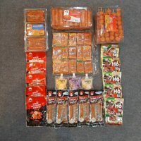 Combo ăn vặt 3 món bánh Pò kèm 1 bịch 60 gói miếng cay cay, 5 hổ kaka, 5 nem nướng, 5 tăm đen và 3 sữa chua trái cây