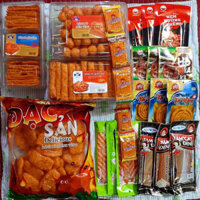 Combo ăn vặt 4 món bánh Pò gồm bánh Pò xiên vừng, quẩy hộp, miếng vừng, đặc sản kèm 15 snack và  6 miếng cay Hằng Đại