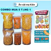 Combo ăn vặt tuổi thơ mua 5 tặng 1, snack mix vị: xương chó, nui chiên cay, ngó sen, tăm đậu, đùi gà, cá chiên phồng