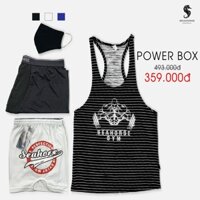 Combo áo ba lỗ tập gym nam quần đùi legging co giãn Hộp Bùng Nổ- Power Box Seahorse
