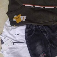 Combo áo sơ mi + áo lên + quần jeans cho bé trai