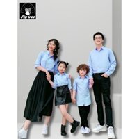 Combo áo sơ mi gia đình Fig Tree màu xanh nhạt siêu hot <3