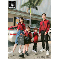 Combo Áo Sơ Mi Gia Đình Fig Tree Caro Đỏ Đen Mã 122A