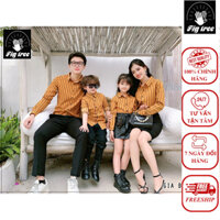 Combo Áo Sơ Mi Gia Đình Fig Tree Sọc Đen Nền Vàng Mã 145C( full size Kèm Feedback Cực Xịn)