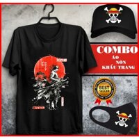 Combo Áo Thun In Hình Roronoa Zoro One Piece nón mũ khẩu trang OP cực chất giá siêu rẻ