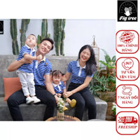 Combo Áo Thun Polo Gia Đình Fig Tree Sọc Xanh Bích Yêu Thương Cho Cả Nhà