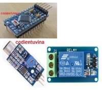 Combo Arduino Pro Mini 5V + Module Cảm Biến Âm Thanh + Module Relay 1 Kênh