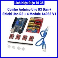 Combo Arduino Uno R3 dán + Shield Uno R3 + 4 Module A4988 V1 chất lượng cao