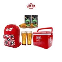 Combo Ba Lô Budweiser Cao Cấp (Laptop 15")+ 1 Thùng Đá Budweiser 12L + 2 Ly Thủy Tinh Budweiser 330ml và 2 Khô Gà Lá Chanh G 22g - QUÀ TẶNG KHÔNG BÁN [HCM]